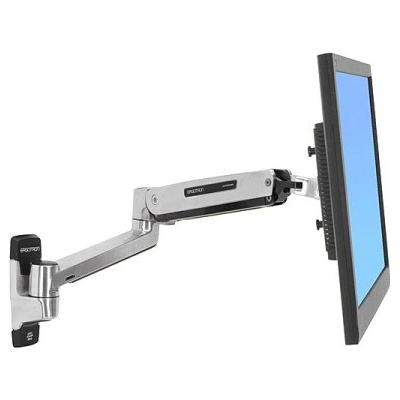 ERGOTRON LX Sit-Stand Wall Mount LCD Arm, Polished - flexibilní nástěnný držák pro minitory max. 43" (45-353-026)
