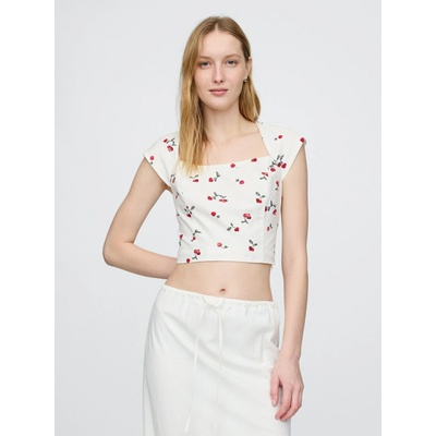 GAP Ľanový crop top Biela