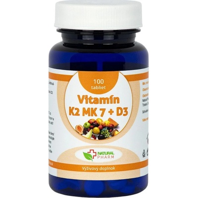 Natural Pharm Vitamín K2 MK-7 + D3 100 tabliet