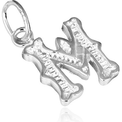 Šperky eshop Přívěsek ze stříbra 925 ozdobné písmeno M AA22.18