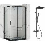 Rea Комплект душ кабина Rea Punto черна 80x100 см и душ колона Invena Svart черна (5902557354757+AU-85-004-X)
