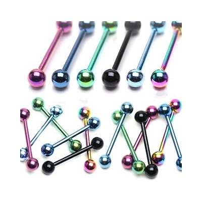 Šperky eshop piercing do jazyka z anodizovaného titanu C14.6 světlá zelená G