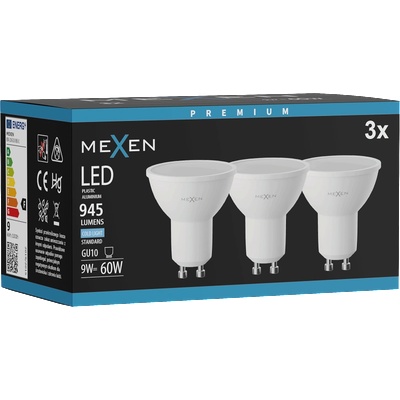 Mexen Nova 3x LED крушка GU10, 9W, Студена - 6500K, 945 lm - L108-GU10-0965-01x03 (L108-GU10-0965-01x03)