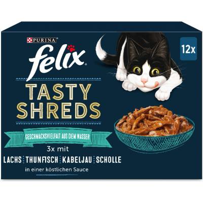 Felix Tasty Shreds 12 x hovädzie kura kačica morka 80 g