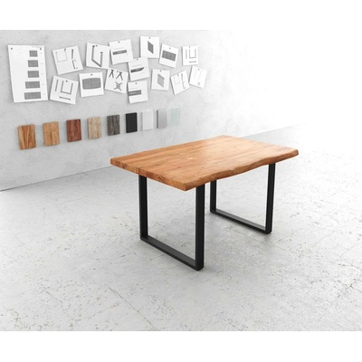 DELIFE Jídelní stůl Edge 140x90 XL akácie přírodní kov černá