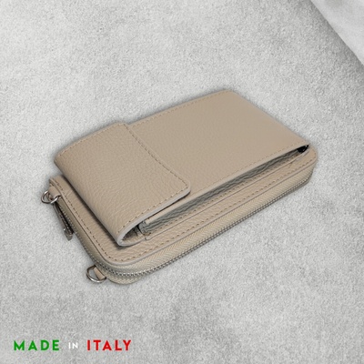 Dámská kabelka 2v1 VERA béžová – kožená crossbody peněženka z pravé italské kůže