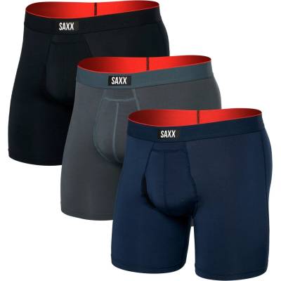 Saxx Мъжко синтетично термобельо Saxx Multi-Sport Mesh Boxer Brief Fly 3-Pack Synthetic base layer - Turbulence / Navy / Black (014-2361-0112)