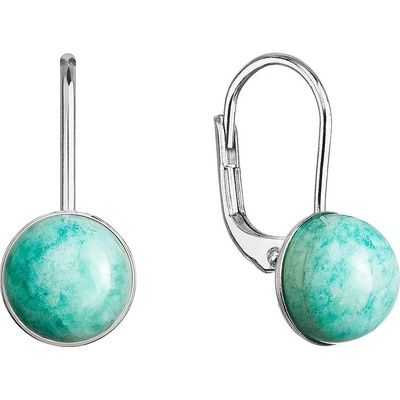 Pavona stříbrné visací náušnice s pravými minerálními kameny kulaté 11481.3 Amazonit Brazil