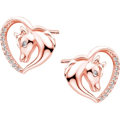 Olivie strieborné ROSE náušnice KÔŇ V SRDCI 4654