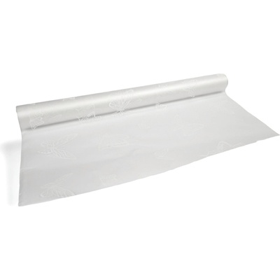 Floristická fólie průsvitná 50cm x 9,1m design motýlci 1 bílá