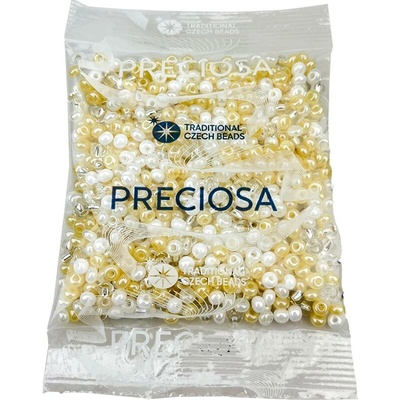 Rokajl PRECIOSA 6/0 50 g mix bílá krémová