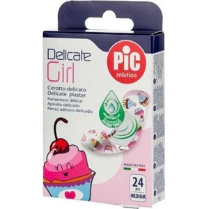  Антибактериални самозалепващи се пластири, , PIC Solution Delicate Plaster Girl Medium 24pcs