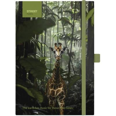 STREET Zošit s linkami Animals Edition Giraffe formátu A5 s gumičkou a tvrdou väzbou