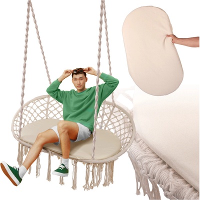 KIK KX3955 Dvojitá houpačka čapí hnízdo se střapci béžové