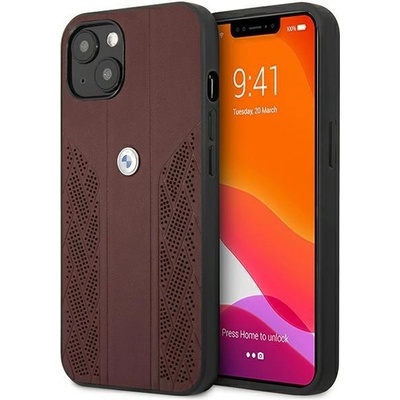 BMW Калъф BMW BMHCP13SRSPPR Leather Curve Perforate, за iPhone 13 mini, червен (BMW000393-0)