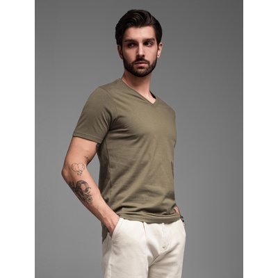 Ombre Clothing Мъжка основна тениска с V-образно деколте в цвят каки Ombre Clothing Ombre Clothing | Zelen | МЪЖЕ | S