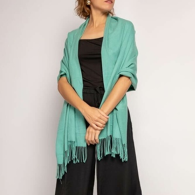 Classic Scarf tyrkysová zelená dámská kašmírová šála
