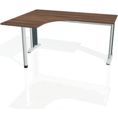 Hobis Pracovný stôl Flex, ergo, pravý, 160x75,5x120 (60x60) cm, orech/kov