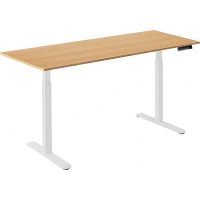 AlzaErgo Table ET2 bílý + deska 160×80 cm bambusová