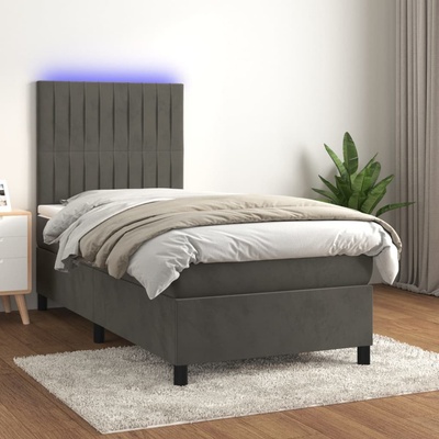 Petrashop 3136216 boxspring postel s matrací a LED tmavě šedá samet