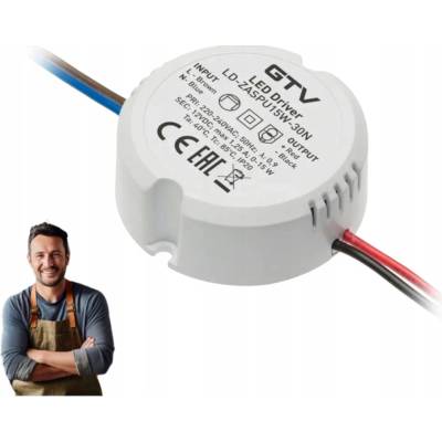 LED zdroj do krabičky GTV 2,1x5,5 cm 15 W bílý