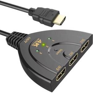 Detech Суич DeTech, HDMI - 3xHDMI (F), 4K, Черен - 17862