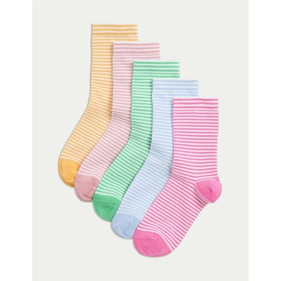 Marks & Spencer Раирани чорапи с висок процент памук, комплект 5 чифта (6 малки - 7 големи) Marks & Spencer в многоцветно Marks & Spencer | Mnogotsveten | Момичешки | 6-8+