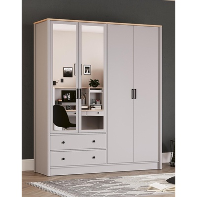 Четирикрилен гардероб с огледала Lagom