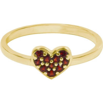 Český granát pozlacený prsten stříbrný 121094Z