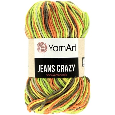 YarnArt Jeans Crazy 7201 zelená oranžová