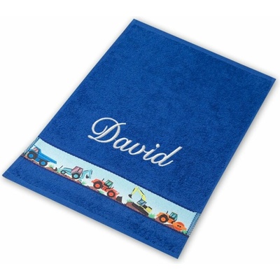 Povlečení Plus ručník se jménem na přání 30 x 50 cm bagr tmavě modrý