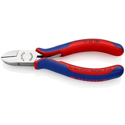 KNIPEX Клещи диагонални резачки, синьо-червена ръкохватка 130мм, с отваряща пружина, Knipex (K7702130)