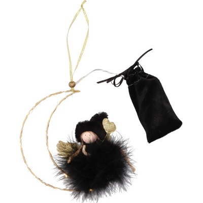 Textilomanie LED závěsný černý anděl MOONY, 16 cm