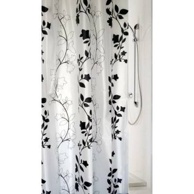 Kúpeľňový záves polyesterový ZP2 rozmer 180x180cm, pnúce vetvičky čierno-biele, IMPOL TRADE
