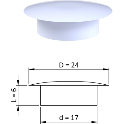 Vnitřní krytka kulatá ø 24 mm, otvor ø 17 mm, bílá, plast