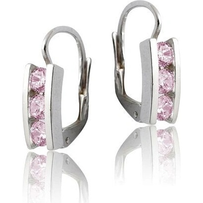 Infinitysilver stříbrné náušnice se třemi růžovými zirkony VE12