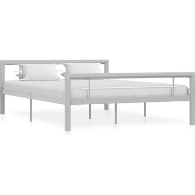 vidaXL Рамка за легло, сиво и бяло, метал, 140x200 cм (284559)