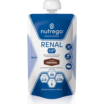 NUTREGO RENAL HP S PŘÍCHUTÍ ČOKOLÁDA POR SOL 12X200ML