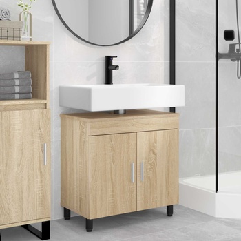 vidaXL Шкаф със светло за баня Дъб сонома 60 x 35 x 60 см (889397)