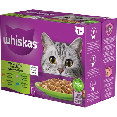 Whiskas Výběrové menu hovězí kuře losos tuňák v želé 12 x 85 g