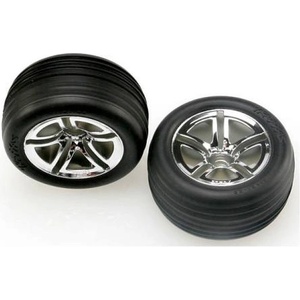 Traxxas колело 2.8", джанта Twin-Spoke сребърна, гума Ribbed (2) (предна)