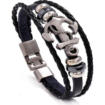 Gaira Kožený náramok Kotva 3011 čierna