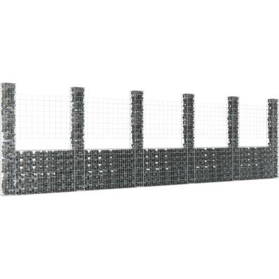 vidaXL Gabionový koš ve tvaru U se 6 sloupky železo 620 x 20 x 200 cm