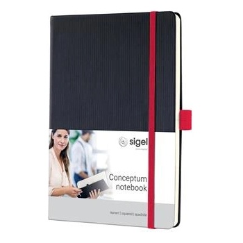 Sigel Тефтер, ексклузивен, A5, кариран, 97 страници, твърда корица, SIGEL "Conceptum Red Edition", черно-червен CO662 (CO662)