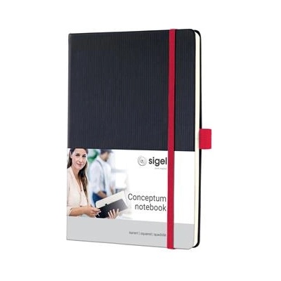 Sigel Тефтер, ексклузивен, A5, кариран, 97 страници, твърда корица, SIGEL "Conceptum Red Edition", черно-червен CO662 (CO662)