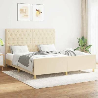 zahrada-XL 3125313 Rám postele bez matrace krémový textil