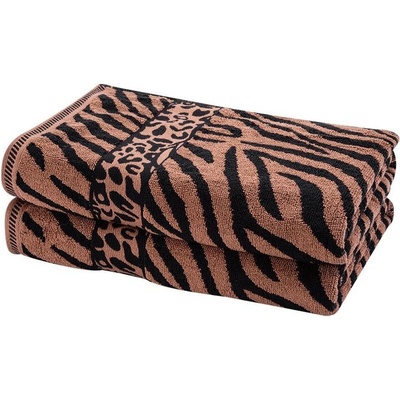 Sada žakárových osušek ZEBRA hnědá 70 x 140 cm 2 ks