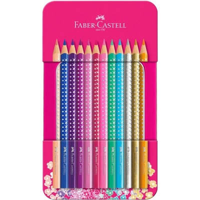 Цветни моливи FABER-CASTELL Sparkle мет. кутия 12 цв