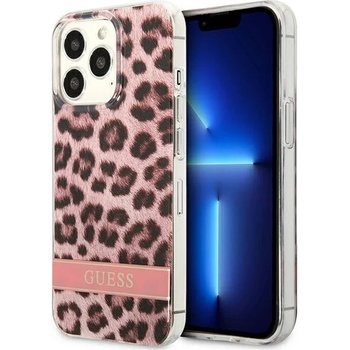 GUESS Кейс Guess GUHCP13LHSLEOP за iPhone 13 Pro / 13 6.1"", розов, твърд, Leopard (GUE002006-0)