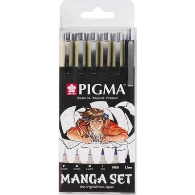 Sakura PIGMA MANGA SET POXSDKMAN6 sada 5+1 černé